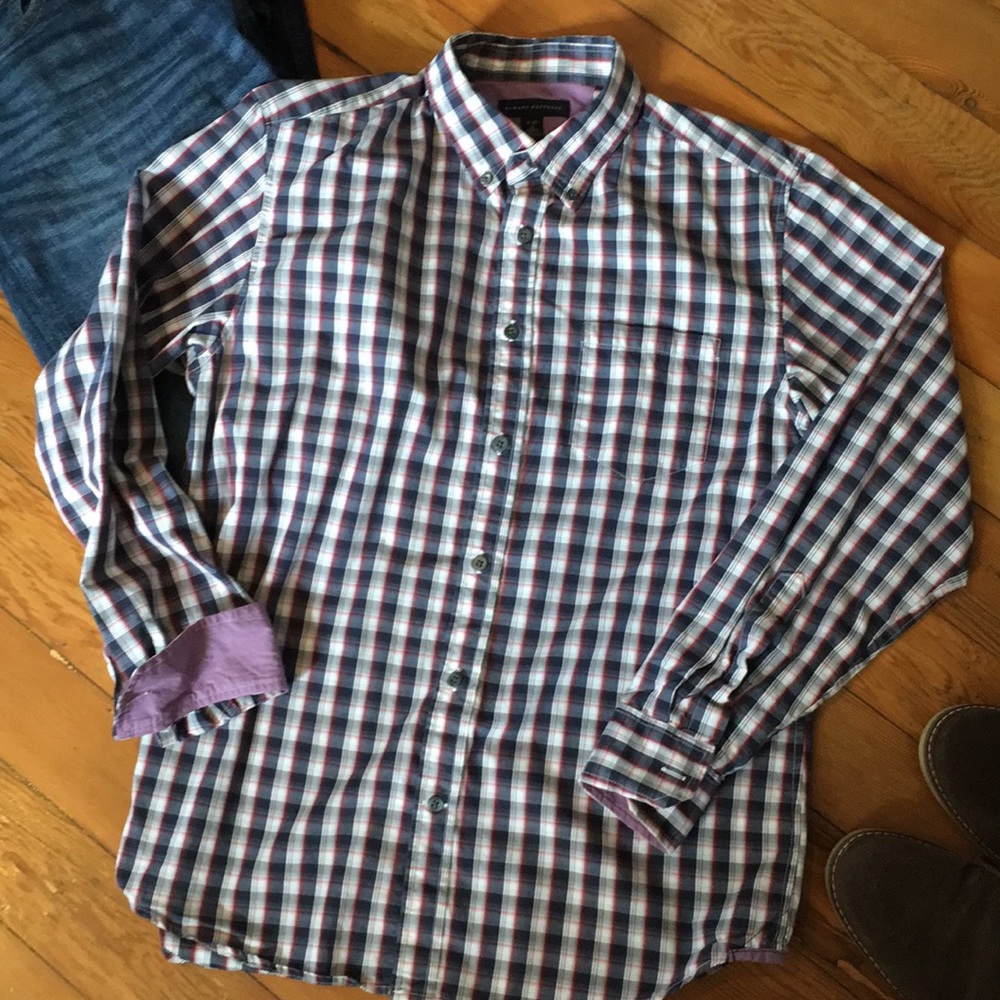 Banana Republic Multi-Navy Plaid Button-Down